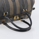 FENDI Pecan Canvas Boston Bag PVC Black Brown Auth hk4221-9