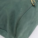 FENDI Hand Bag Suede Leather Green Gold Auth hk4223-13
