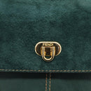 FENDI Hand Bag Suede Leather Green Gold Auth hk4223-14