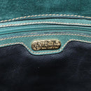 FENDI Hand Bag Suede Leather Green Gold Auth hk4223-15