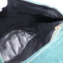 FENDI Hand Bag Suede Leather Green Gold Auth hk4223-17