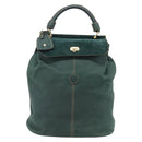 FENDI Hand Bag Suede Leather Green Gold Auth hk4223-2