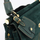 FENDI Hand Bag Suede Leather Green Gold Auth hk4223-23