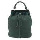 FENDI Hand Bag Suede Leather Green Gold Auth hk4223-3