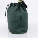FENDI Hand Bag Suede Leather Green Gold Auth hk4223-4