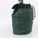 FENDI Hand Bag Suede Leather Green Gold Auth hk4223-5