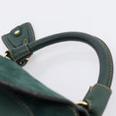FENDI Hand Bag Suede Leather Green Gold Auth hk4223-8