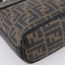 FENDI Zucca Canvas Shoulder Bag PVC Brown Black Auth hk4225-11