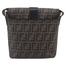 FENDI Zucca Canvas Shoulder Bag PVC Brown Black Auth hk4225-3