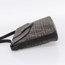 FENDI Zucca Canvas Shoulder Bag PVC Brown Black Auth hk4225-4