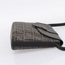FENDI Zucca Canvas Shoulder Bag PVC Brown Black Auth hk4225-5