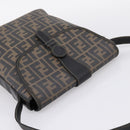 FENDI Zucca Canvas Shoulder Bag PVC Brown Black Auth hk4225-6