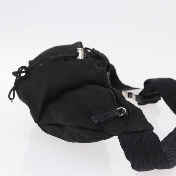 PRADA Waist bag Nylon Black Silver Auth hk4226