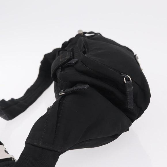 PRADA Waist bag Nylon Black Silver Auth hk4226
