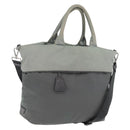 PRADA Reversible Hand Bag Nylon 2way Gray Silver Auth hk4227-1