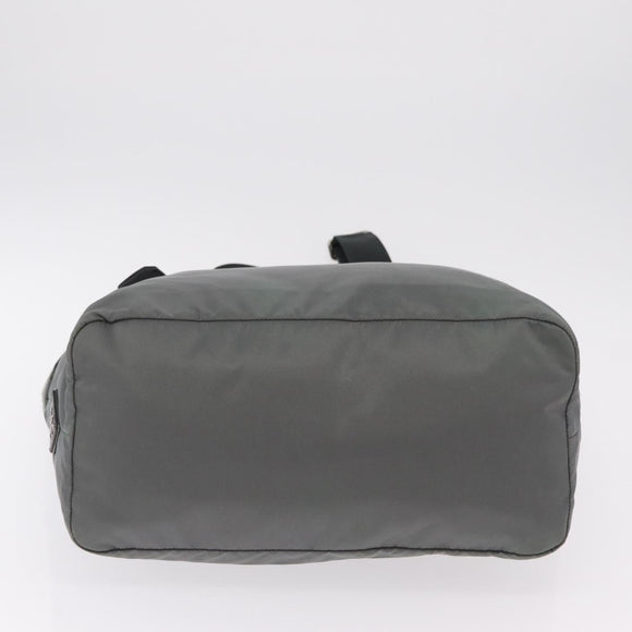 PRADA Reversible Hand Bag Nylon 2way Gray Silver Auth hk4227