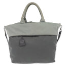 PRADA Reversible Hand Bag Nylon 2way Gray Silver Auth hk4227-2