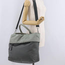 PRADA Reversible Hand Bag Nylon 2way Gray Silver Auth hk4227-28
