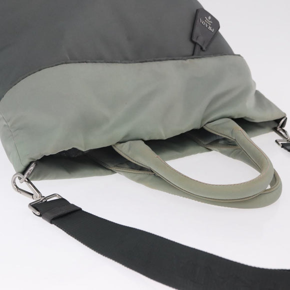 PRADA Reversible Hand Bag Nylon 2way Gray Silver Auth hk4227