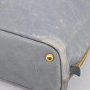 PRADA Tote Bag Leather Light Blue Gold Auth hk4228-9