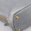 PRADA Tote Bag Leather Light Blue Gold Auth hk4228-14