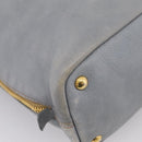 PRADA Tote Bag Leather Light Blue Gold Auth hk4228-16