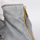 PRADA Tote Bag Leather Light Blue Gold Auth hk4228-10