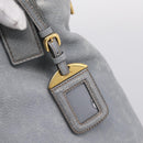 PRADA Tote Bag Leather Light Blue Gold Auth hk4228-17