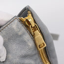 PRADA Tote Bag Leather Light Blue Gold Auth hk4228-19