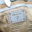 PRADA Tote Bag Leather Light Blue Gold Auth hk4228-20