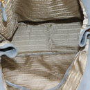 PRADA Tote Bag Leather Light Blue Gold Auth hk4228-11