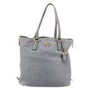 PRADA Tote Bag Leather Light Blue Gold Auth hk4228-13