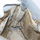 PRADA Tote Bag Leather Light Blue Gold Auth hk4228-22