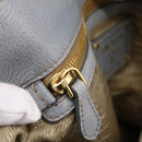 PRADA Tote Bag Leather Light Blue Gold Auth hk4228-23