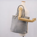 PRADA Tote Bag Leather Light Blue Gold Auth hk4228-25
