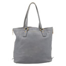 PRADA Tote Bag Leather Light Blue Gold Auth hk4228-2