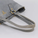 PRADA Tote Bag Leather Light Blue Gold Auth hk4228-6