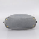 PRADA Tote Bag Leather Light Blue Gold Auth hk4228-5