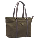 PRADA Tote Bag Nylon Green Gold Auth hk4229-1