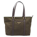 PRADA Tote Bag Nylon Green Gold Auth hk4229-13