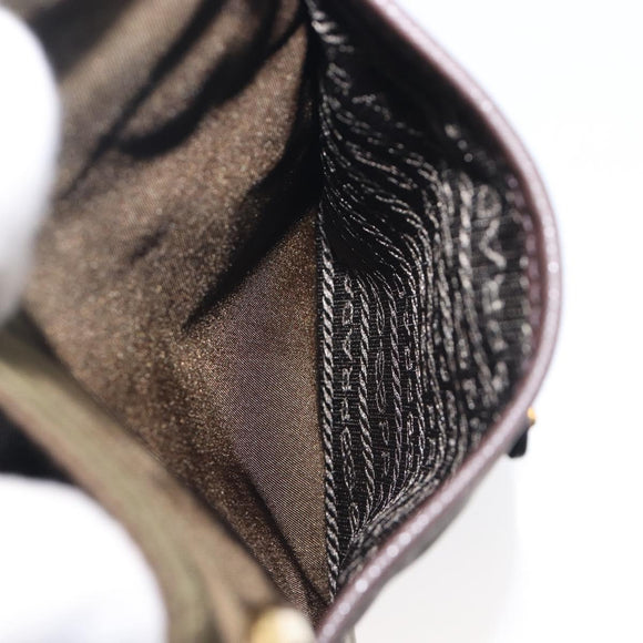 PRADA Tote Bag Nylon Green Gold Auth hk4229