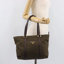PRADA Tote Bag Nylon Green Gold Auth hk4229-28