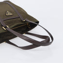 PRADA Tote Bag Nylon Green Gold Auth hk4229-7