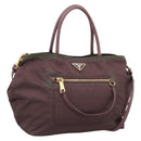 PRADA Tote Bag Nylon 2way Bordeaux Gold Auth hk4230-1