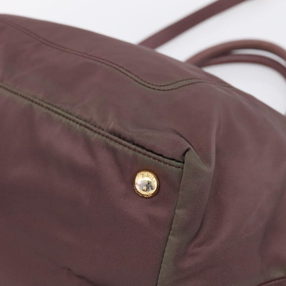 PRADA Tote Bag Nylon 2way Bordeaux Gold Auth hk4230