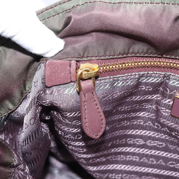 PRADA Tote Bag Nylon 2way Bordeaux Gold Auth hk4230