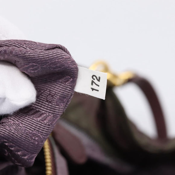 PRADA Tote Bag Nylon 2way Bordeaux Gold Auth hk4230