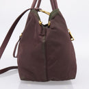 PRADA Tote Bag Nylon 2way Bordeaux Gold Auth hk4230-4