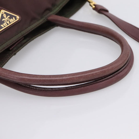 PRADA Tote Bag Nylon 2way Bordeaux Gold Auth hk4230