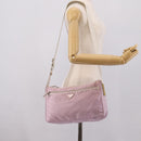 PRADA Shoulder Bag Nylon Pink Silver Auth hk4231-24